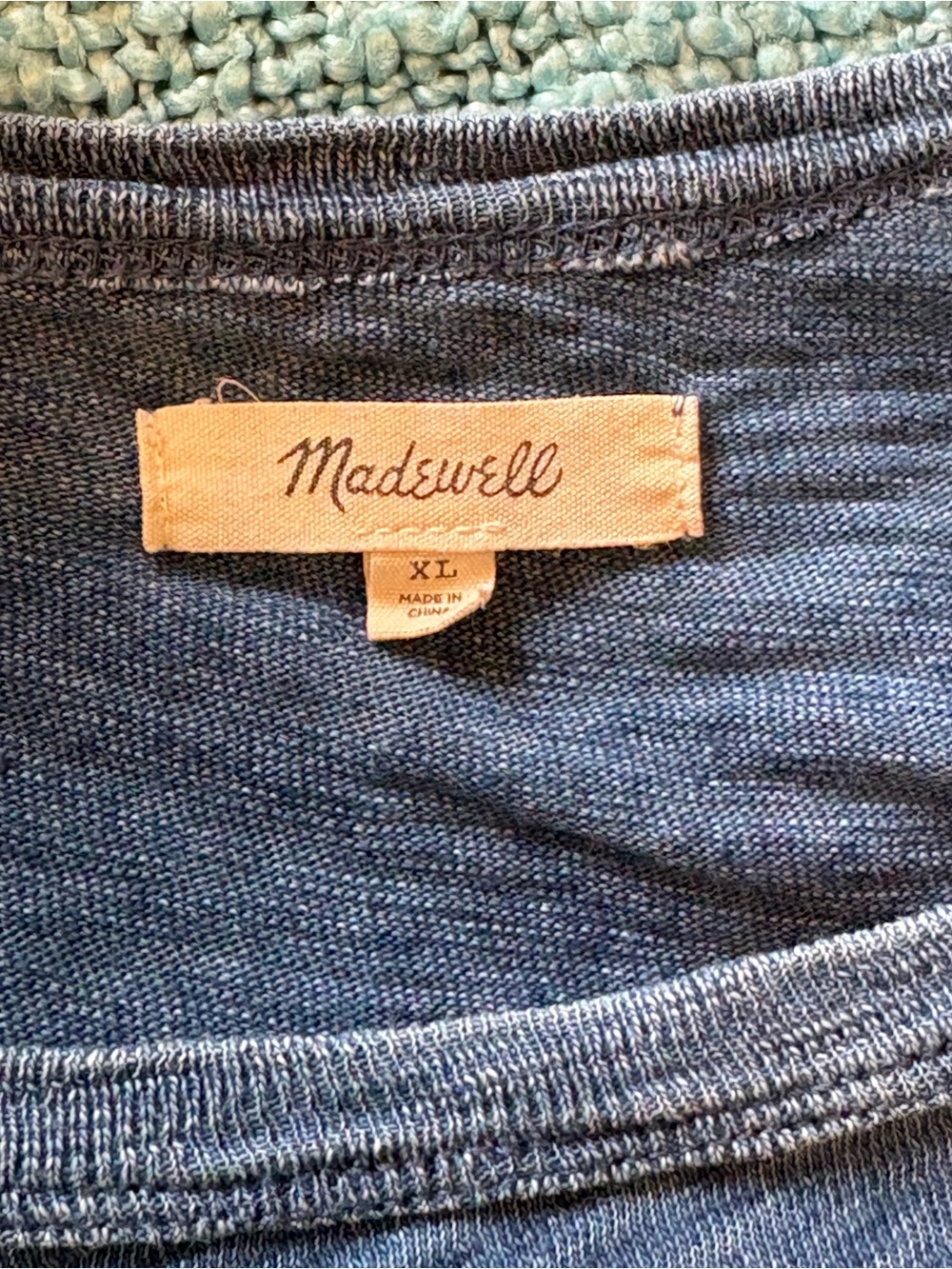 Madewell Heathered Indigo Dolman Sleeve Pocket Tee | 100% Cotton | Size XL - Picture 2 of 8